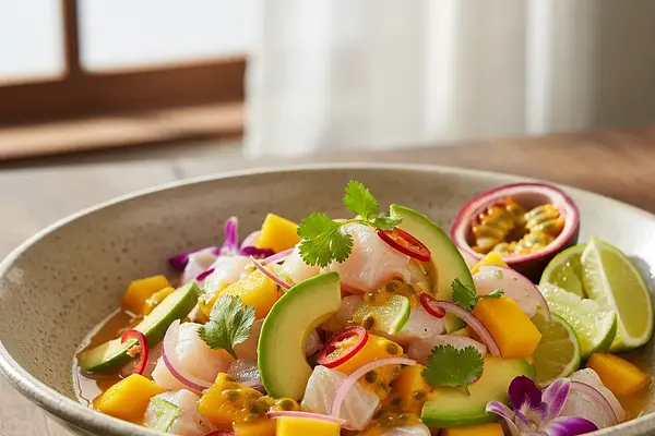 Ceviche z Mango i Awokado z Pikantną Marakują