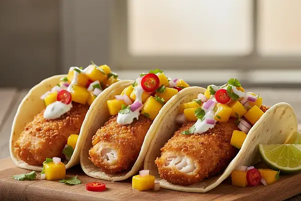 Tacos z Chrupiącą Rybą i Orzeźwiającą Salsą z Mango