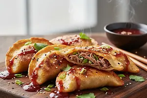 Pierogi Fusion with Peking Duck Filling and Hoisin Plum Sauce