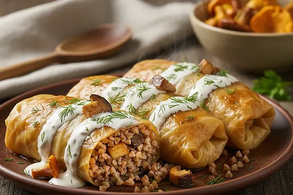 Gołąbki wigilijne z kaszą gryczaną i grzybami leśnymi