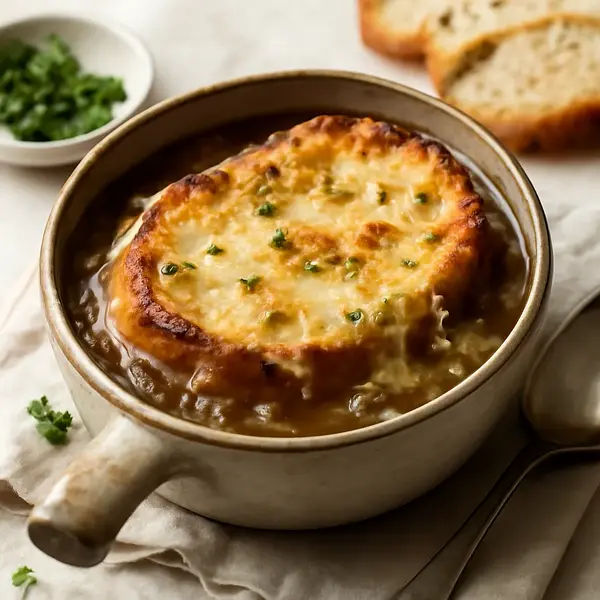 Zupa cebulowa z serem gruyère