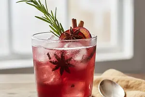 Spiced Plum Shrub with Rosemary