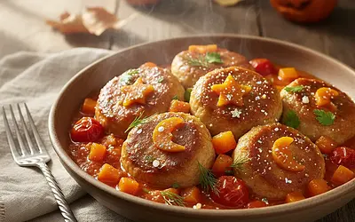 Bajkowe Dyniowe Kuleczki z Indyka w Pomidorowym Ogrodzie