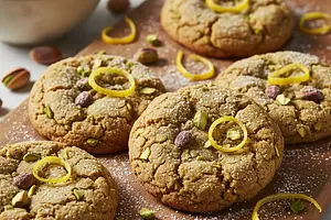Cracked Pistachio Cookies with Browned Butter and a Hint of Lemon