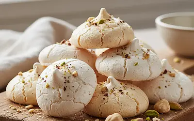 Nutty Kisses: Crunchy Cookies with a Meringue Cloud