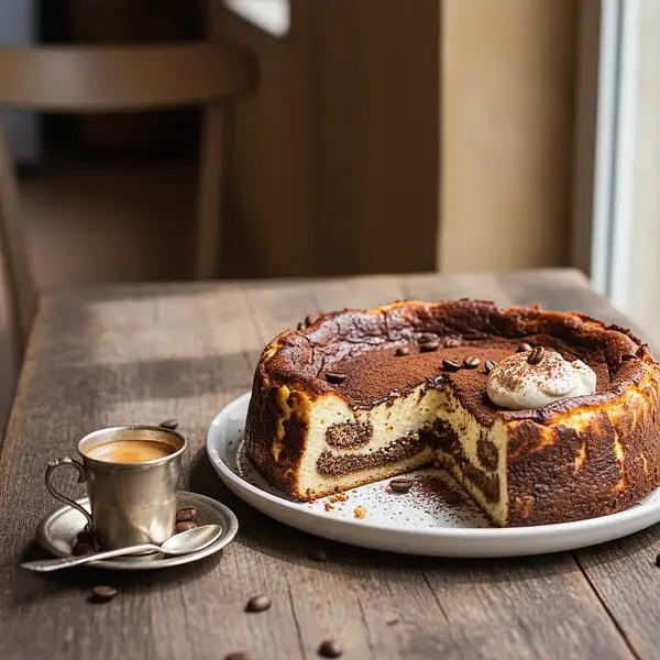 Sernik baskijski o smaku Tiramisu