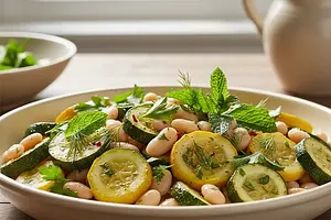 Sunny Zucchini with White Beans and Herbs