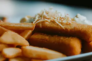 Fried cheese with fries