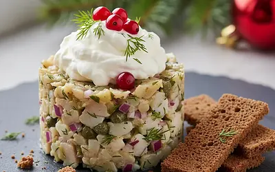 Kashubian Herring Tartare with Pumpernickel and Horseradish Mousse