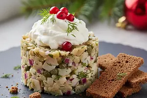 Kashubian Herring Tartare with Pumpernickel and Horseradish Mousse