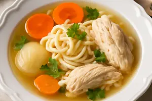 Polish broth with pasta and vegetables