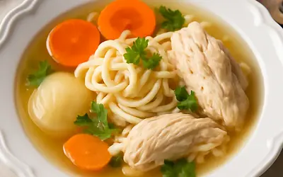 Polish broth with pasta and vegetables