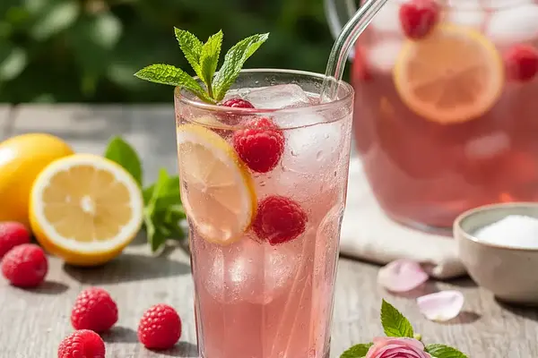 Orzeźwiająca Lemoniada Różano-Malinowa