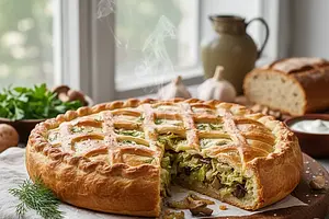 Kulebiak Wigilijny z Kapustą i Grzybami