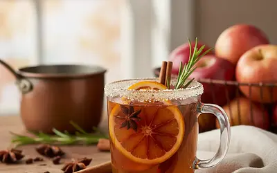 Spiced Apple Mulled Wine with Orange and Rosemary