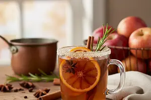 Spiced Apple Mulled Wine with Orange and Rosemary