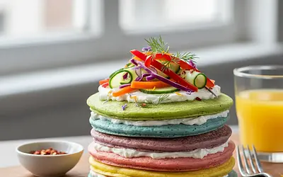 Rainbow Spinach Pancakes with Cheese and Vegetables
