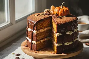 Velvety Pumpkin-Chocolate Cake with a Hint of Spice