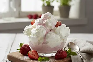 Yogurt Cloud with Strawberry Mousse