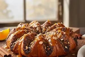 Spiced Poppy Seed and Nut Star with Orange Icing
