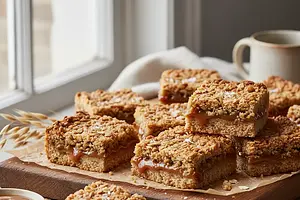 Caramel Treasure Bars with Crunchy Oat Base