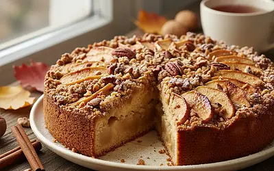 Autumn Crumble Cake with Caramelized Apples and Nut Crumble