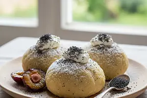 Czech Plum Dumplings (Švestkové knedlíky) with Cottage Cheese and Poppy Seeds