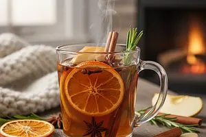 Spiced Apple Mulled Wine with Orange and Rosemary