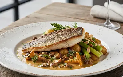 Sandacz po zatorsku w śmietanowym sosie z podgrzybkami