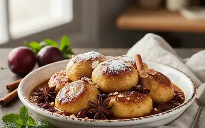 Plum Dumplings - Czech Potato Dumplings with Plums in Spicy Sauce