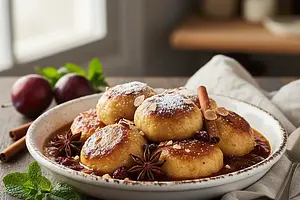 Plum Dumplings - Czech Potato Dumplings with Plums in Spicy Sauce