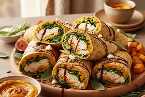 Autumn Wraps with Roasted Pumpkin Hummus and Chicken