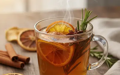 Spiced Apple Mulled Wine with Rosemary and Orange