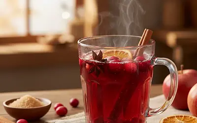 Warming apple-cranberry drink with spices
