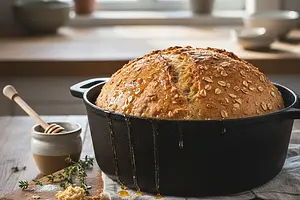 Maślankowy Chleb Miodowo-Owsiany z Garnka