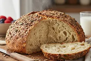 Fluffy gluten-free bread with little seeds of happiness