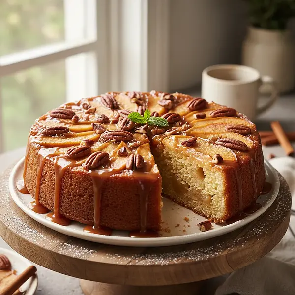 Karmelowa Szarlotka Odwrócona z Orzechami Pekan