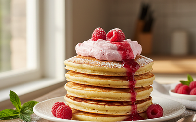 Puszyste Placuszki Biszkoptowe z Patelni z Musem Malinowym