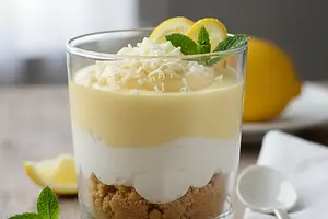 Velvety Cold Lemon Dessert with a Hint of White Chocolate