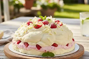 Cake 'Summer Cloud' with Strawberry Mousse and White Chocolate