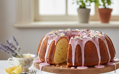 Lemon-Lavender Babka with Rose Glaze