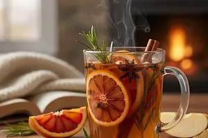 Spiced Apple Mulled Wine with Orange and Rosemary