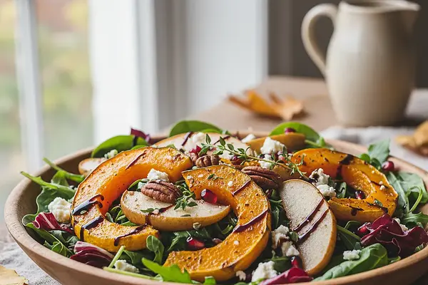 Jesienna Sałatka z Pieczoną Dynią, Gruszką i Serem Feta