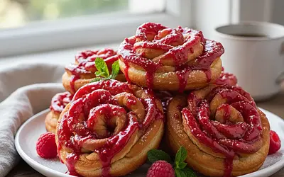 Rose Faworki with Raspberry Icing