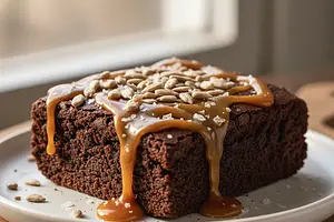 Słonecznikowe Brownie z Solonym Karmelem (Bez Orzechów)