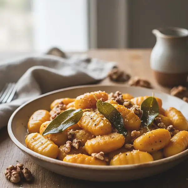 Creamy Gnocchi with Pumpkin, Sage, and Walnuts