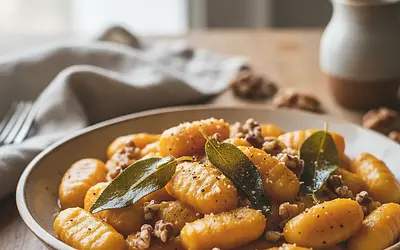 Creamy Gnocchi with Pumpkin, Sage, and Walnuts