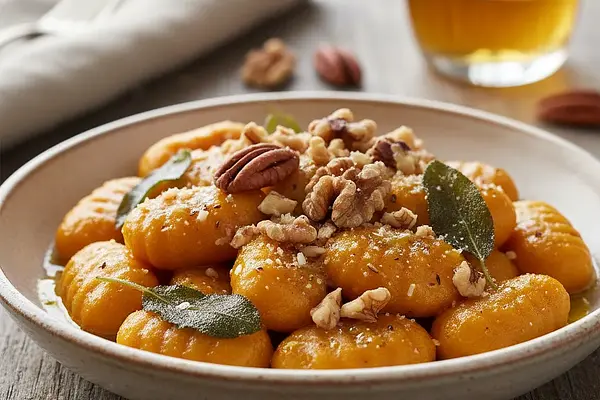Kremowe Gnocchi Dyniowe z Masłem Szałwiowym i Prażonymi Orzechami