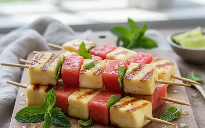 Grillowane Szaszłyki z Halloumi i Arbuza z Miętą