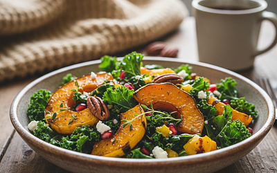 Jesienna Sałatka z Pieczoną Dynią Piżmową i Jarmużem